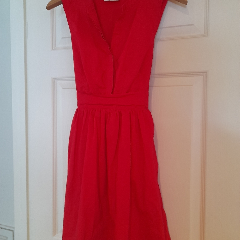Maeve for anthropologie red dress with pockets